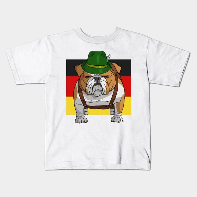 English Bulldog German Oktoberfest Kids T-Shirt by Noseking